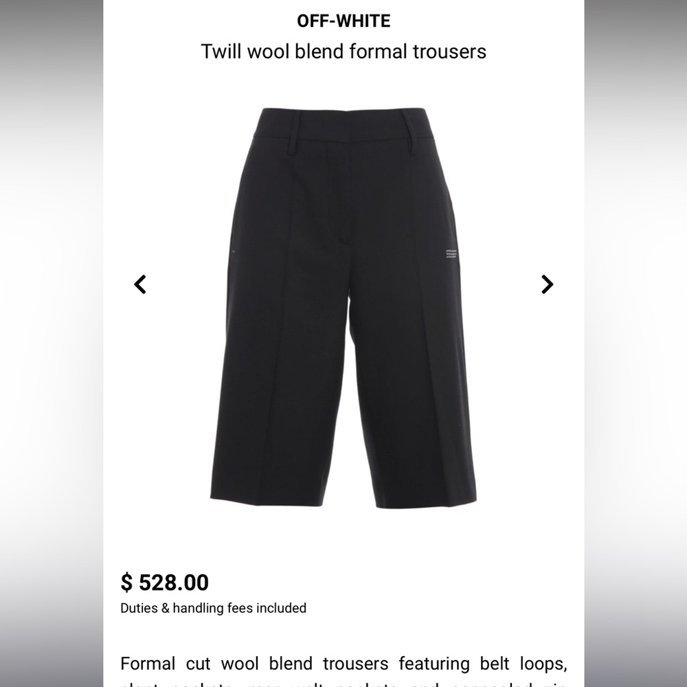 Brand new off-white bermudas never worn
